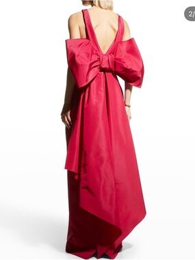 Carolina Herrera Hot Pink Backless Gown with Oversized Bow